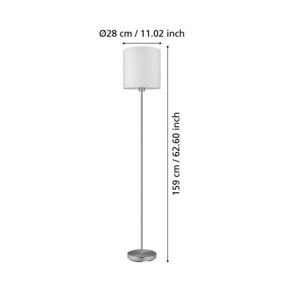 PASTERI Floor Lamp–Steel & Fabric, Sat White, E27 #95164