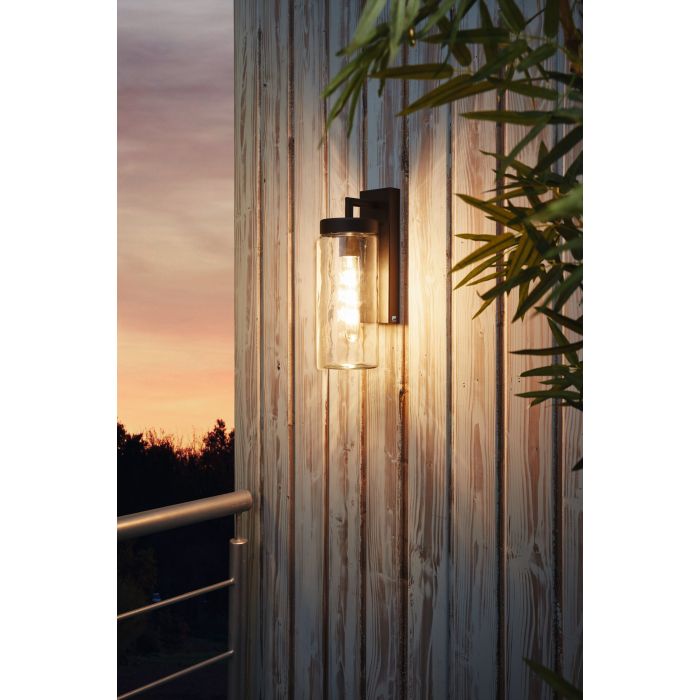BOVOLONE Zinc Plated Stl Wall Lt Blk E27 IP44 #97261