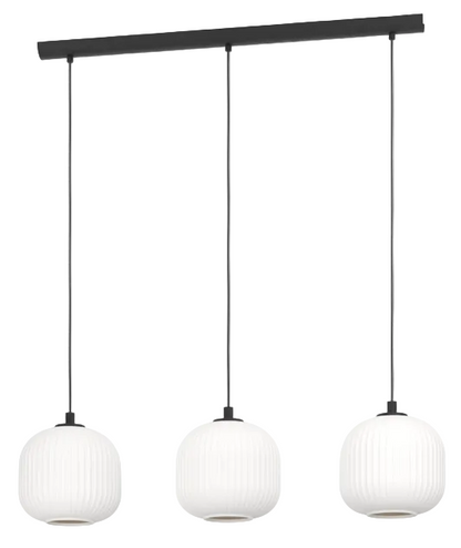 MANTUNALLE Steel 3 Lt Pendant Black, White E27 #99367