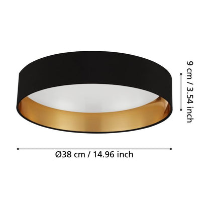 MASERLO 2 LED Ceiling Lt Black, Gold IP20 #99539