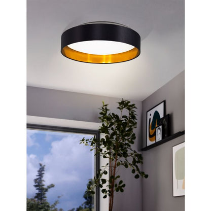 MASERLO 2 LED Ceiling Lt Black, Gold IP20 #99539