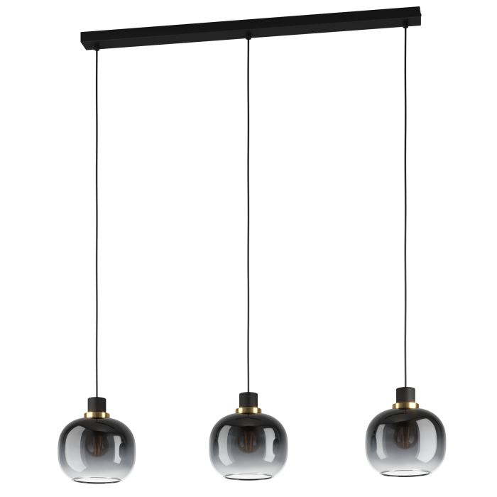 OILELLA Stl 3 Lt Pendt. Black, Grey Transparent E27 #99617