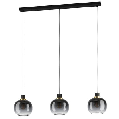 OILELLA Stl 3 Lt Pendt. Black, Grey Transparent E27 #99617