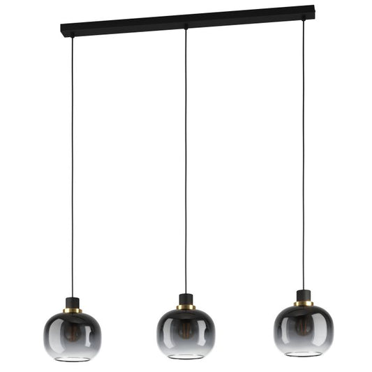 OILELLA Stl 3 Lt Pendt. Black, Grey Transparent E27 #99617