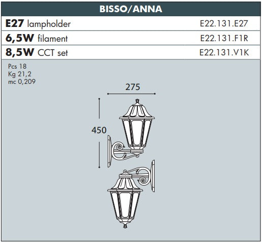 BISSO/ANNA Wall Garden Light - #E22.131B