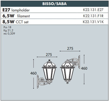 BISSO/SABA E27 Black Lantern - #K22.131B