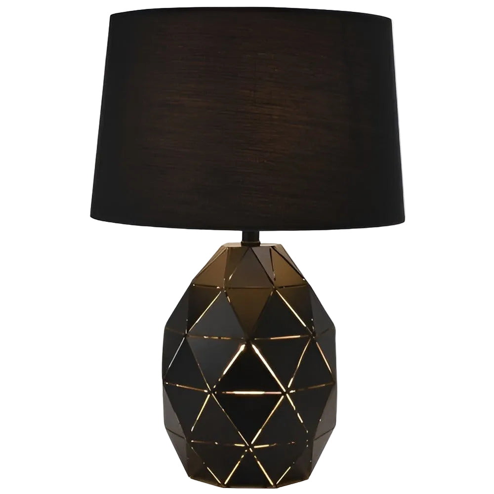 Metal, Fabric Shade Table Lamp w Switch Blk E27 #TL099 BLACK