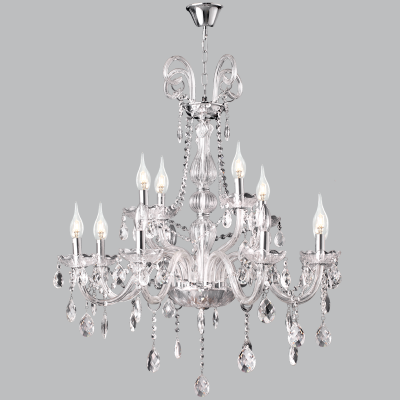 Crystal Polished Chrome Chandelier - #CH267/8+4 CRYSTAL