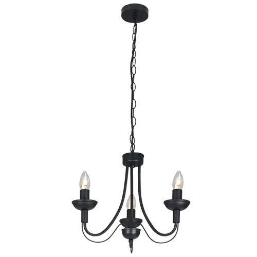 Metal Chandelier  - #CH523/3 BLACK