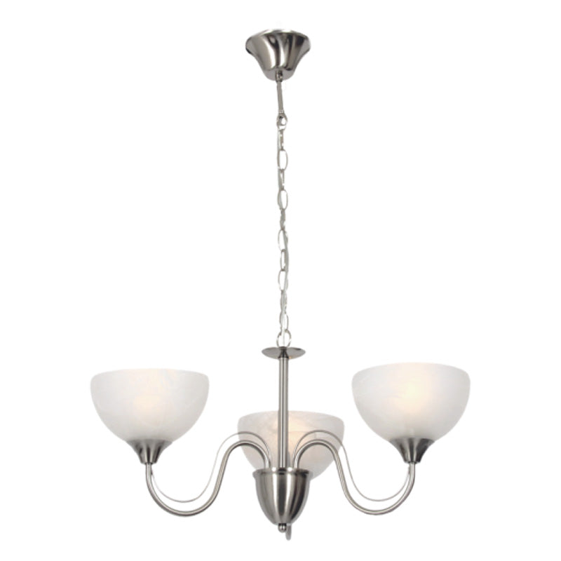 Satin Chrome Chandelier with Alabaster Glass - #CH665/3 SATIN