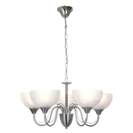 Satin Chrome Chandelier with Alabaster Glass - #CH665/5 SATIN