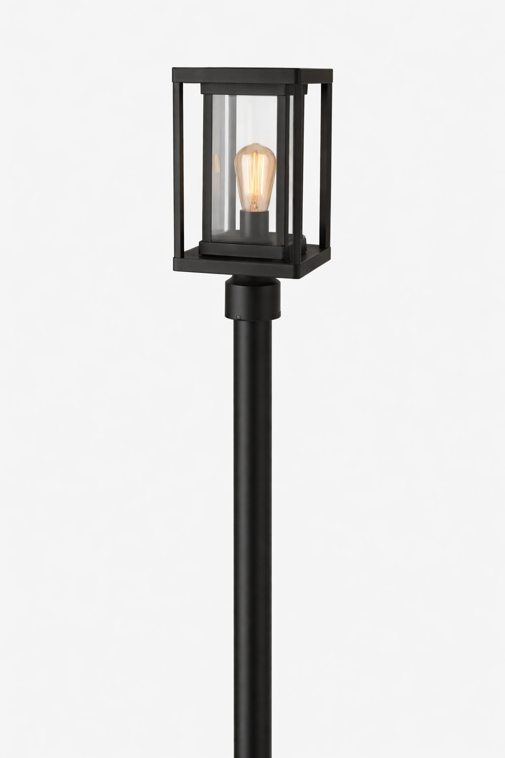 Alumin. Pedestal/Pole Lantern Bk,Clear E27 IP54 #L511 BLACK