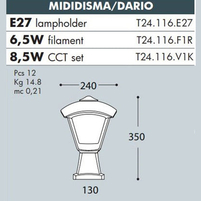 DISMA/DARIO Gate Pedestal Lantern - #T24.114G