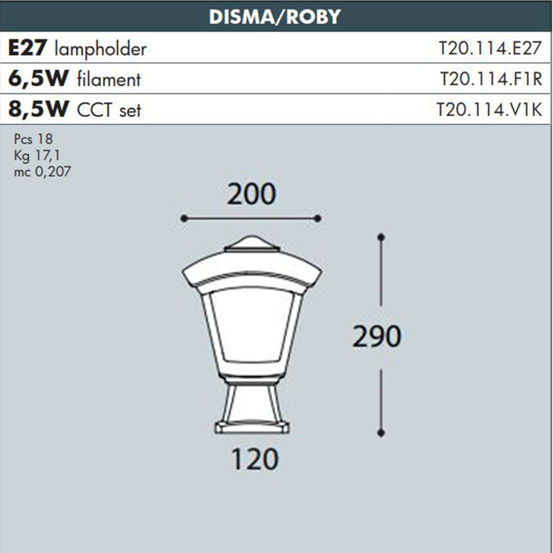 DISMA/ROBY Pedestal Lantern - #T20.114B