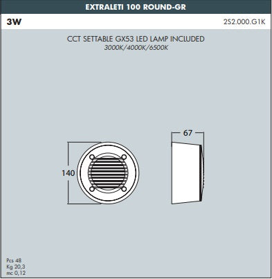 EXTRALETI 100 Round Brick Light - #2S2.000.GR.B