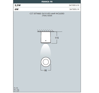 FRANCA 90 Ceiling Light - #3A7.000.B