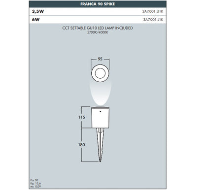 FRANCA 90 Spike Light - #3A7.001.W