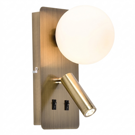 Metal Wall Lt w Bracket, Switches Antique CW G9 #WB402/2 ANTIQUE