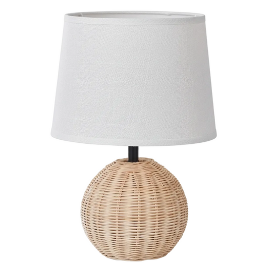 Rattan Base w White Fabric Shade Table Lamp E27 #TL696 RATTAN