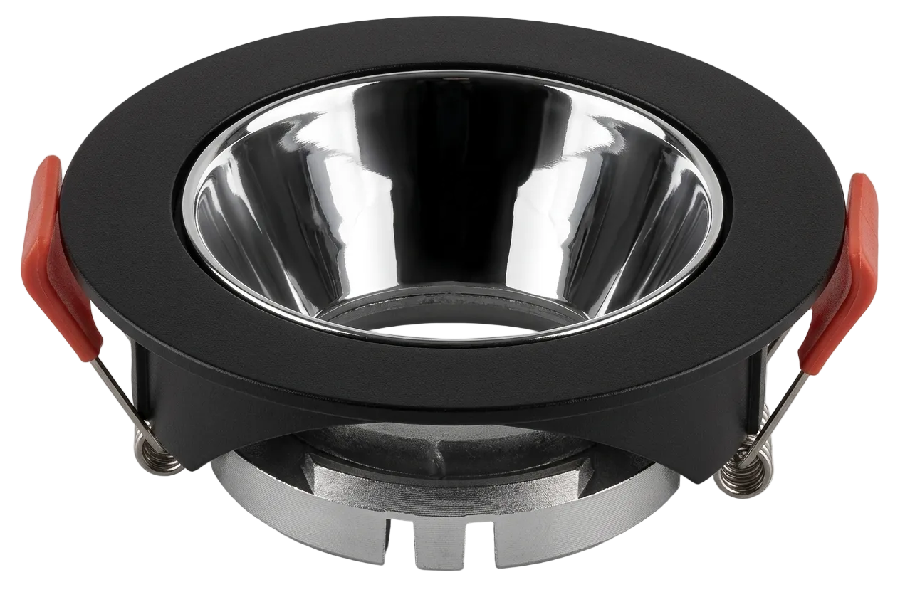 GU10 DL Fitting Round Black, Silver 85x40mm IP20 #TS24-6E-BS