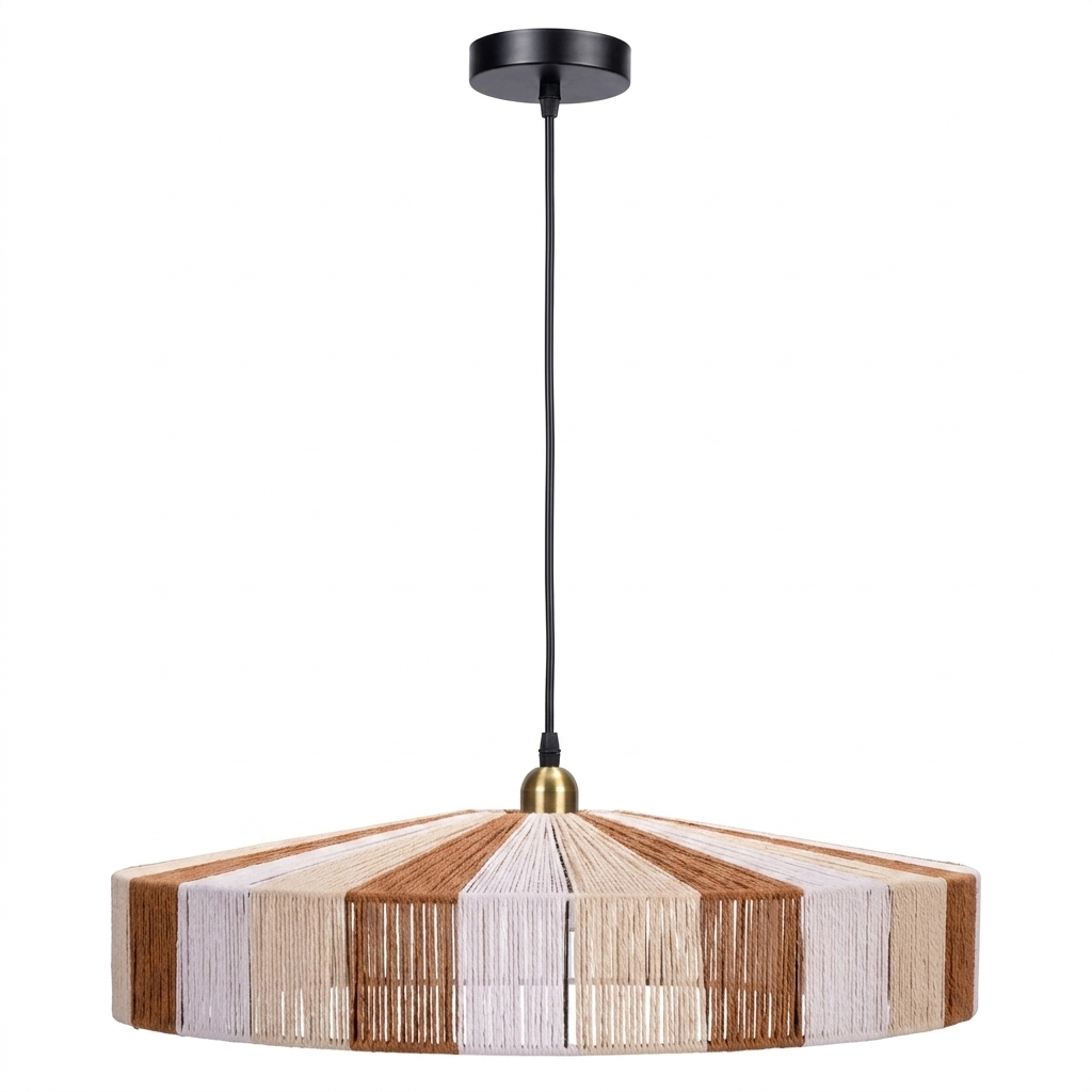 Iron, Cotton String Pendant Natural E27 LED Only #PEN884 NATURAL