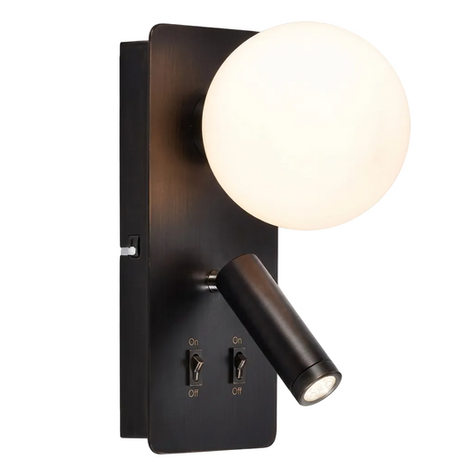 Metal Wall Lt with Bracket, 2 Switches Black G9 #WB400/2 BLACK
