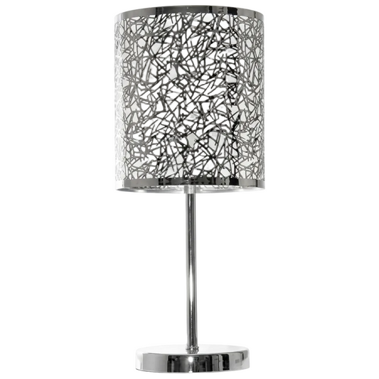 Metal Base, Patterned Shade Table Lamp Chr E27 #TL400 CHROME