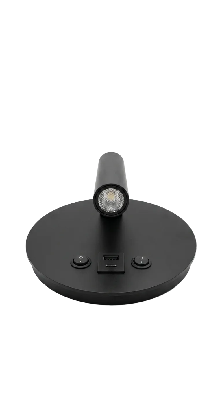 8W Wall Spot w Rnd Bracket, Switches Blk 145mm #LBD8160C-8