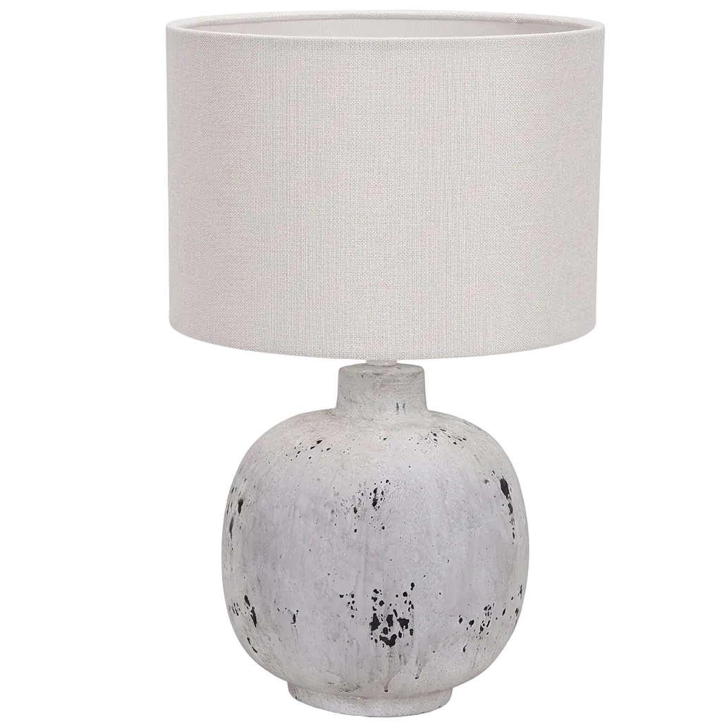 Ceramic Base, Fabric Table Lamp Grey, Cream E27 #TL829 Grey Stone