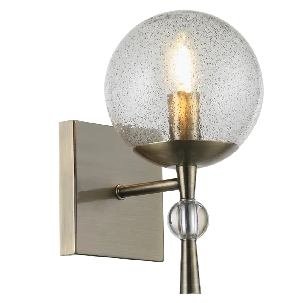 Metal Wall Lt with Speckled Glass Antiq. Brass #WB398/1 ANTIQUE