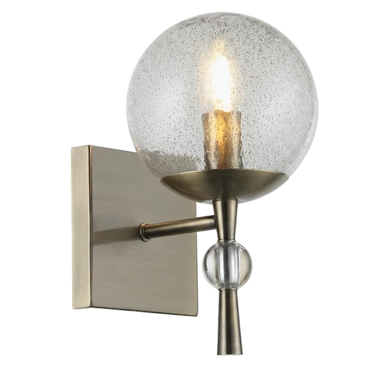Metal Wall Lt with Speckled Glass Antiq. Brass #WB398/1 ANTIQUE