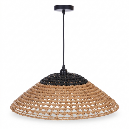 Iron, Paper Rope Pendant Natural, Blk E27 LED Only #PEN882 NATURAL