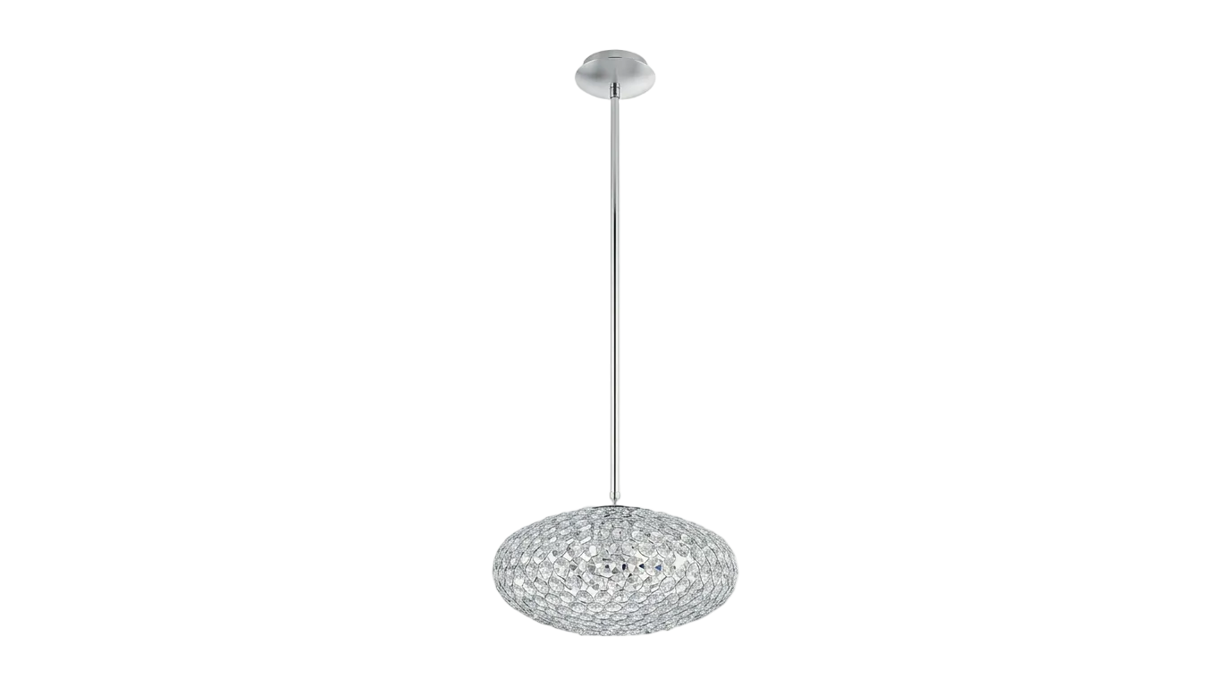 CLEMENTE Steel Pendant w Crystal Finish E27 #95286