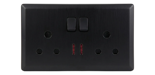 15A Double Socket Outlet With Neon Black #S7060B