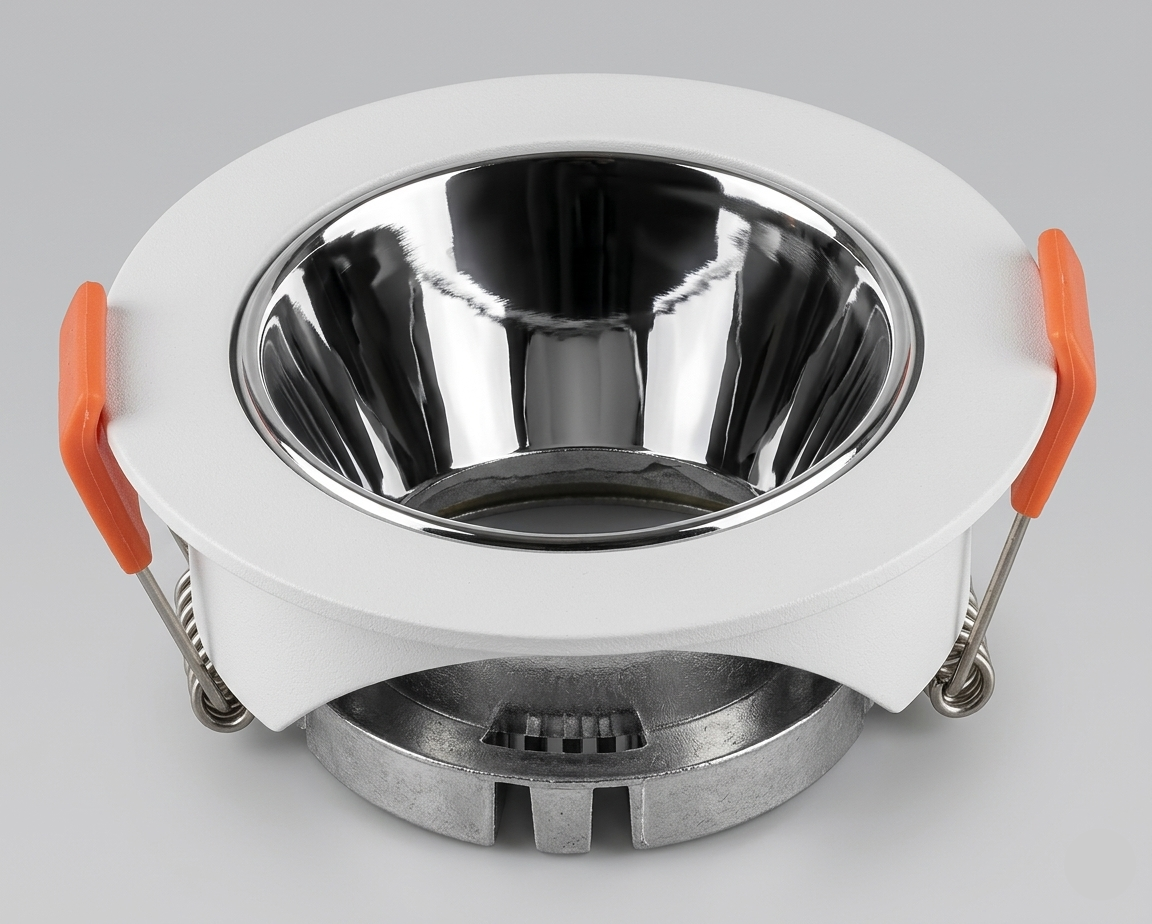 GU10 DL Fitting Round White, Silver 85mm IP20 #TS24-OE