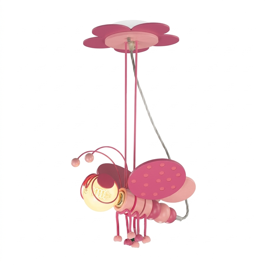 Pink Wooden Butterfly Pendant E27 #PEN072 BUTTER