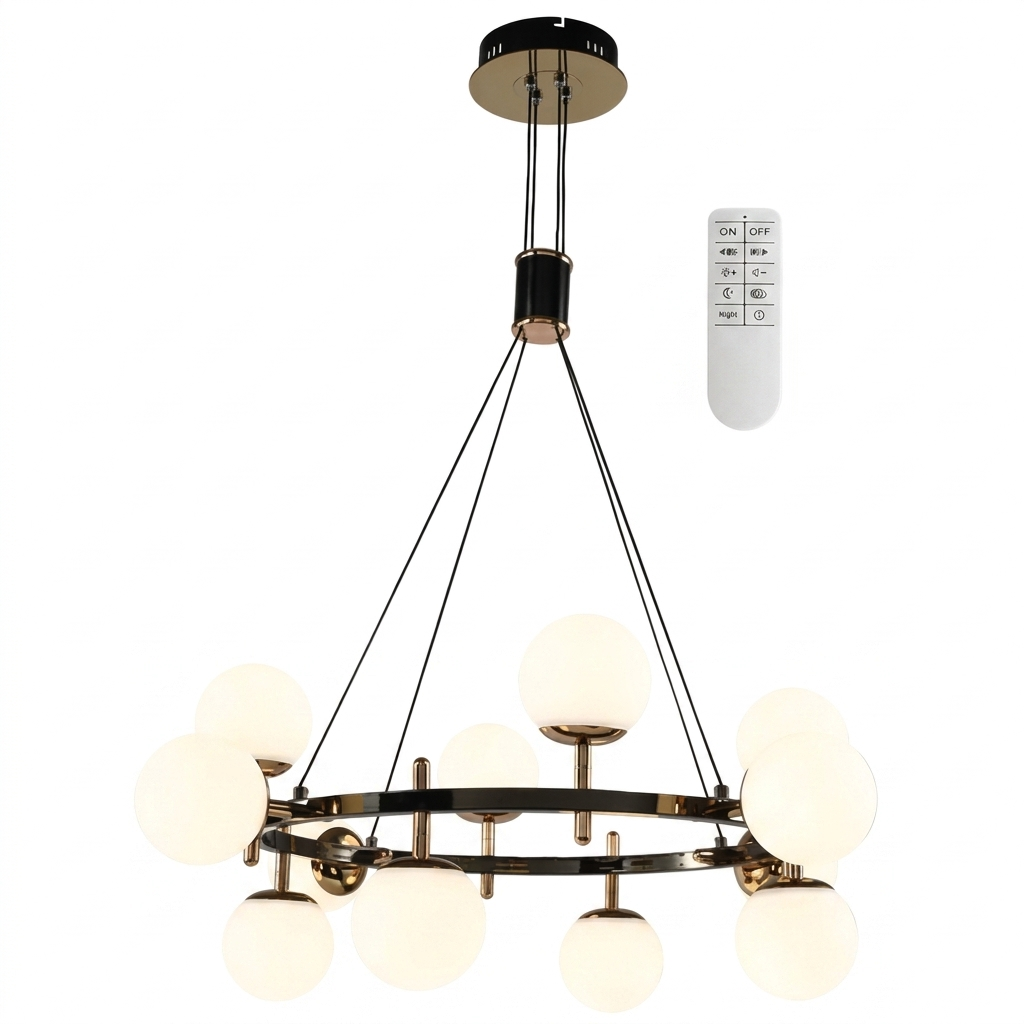Metal Chandelier w Remote Gun Metal WW/CW/DL #CH397/12 GUN METAL