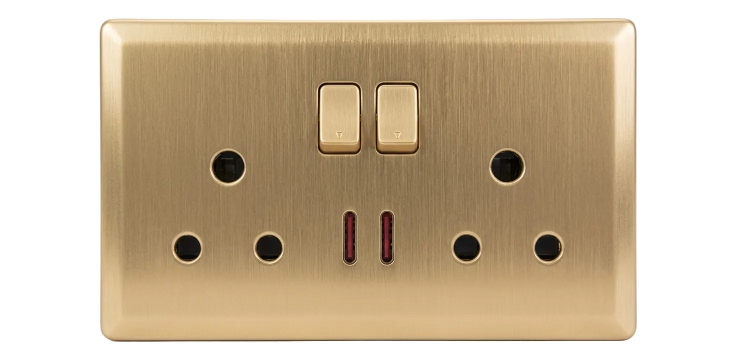 15A Double Socket Outlet with Neon Gold #S7060G
