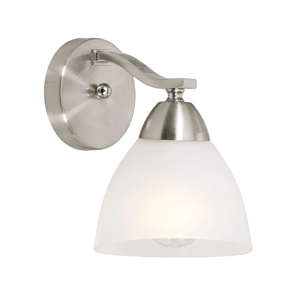 Wall Light w Sat Chrome Bracket White Shade E27 #WB167/1 SATIN