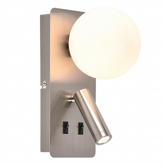 Metal Wall Lt w Bracket, Switches Satin CW G9 #WB401/2 SATIN