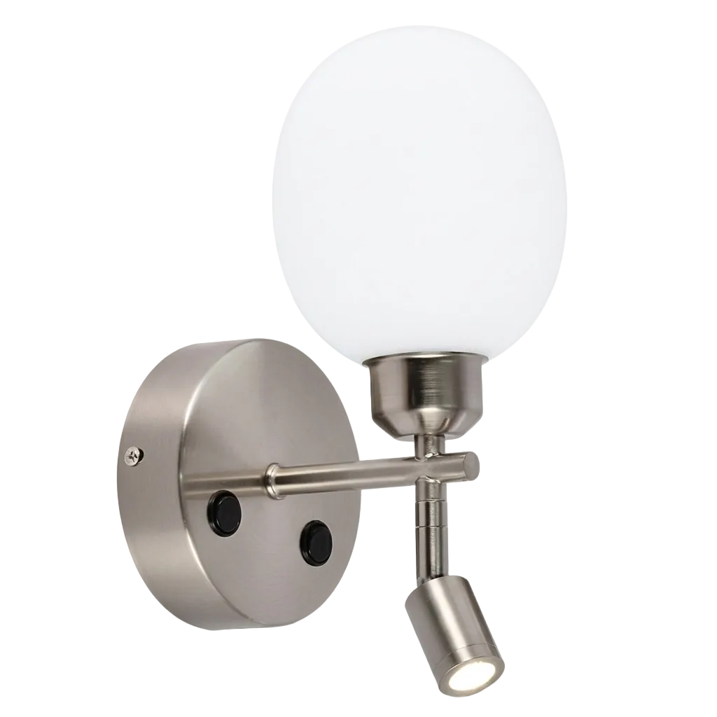 3W Metal Wall Lt w Bracket, Switches Sat, White G9 #WB404/2 SATIN