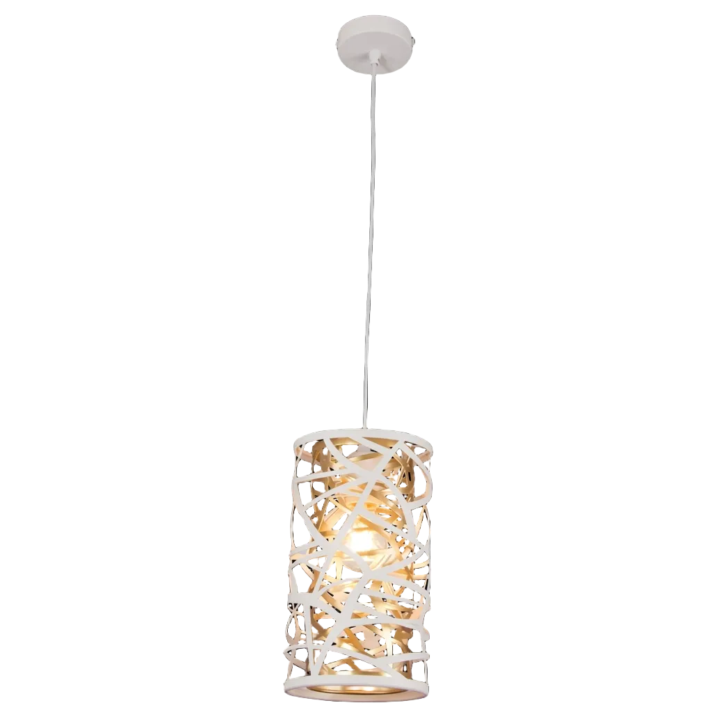 Metal Pendant Matt White, Inner Gold Frame E27 #PEN145 MATT WHITE