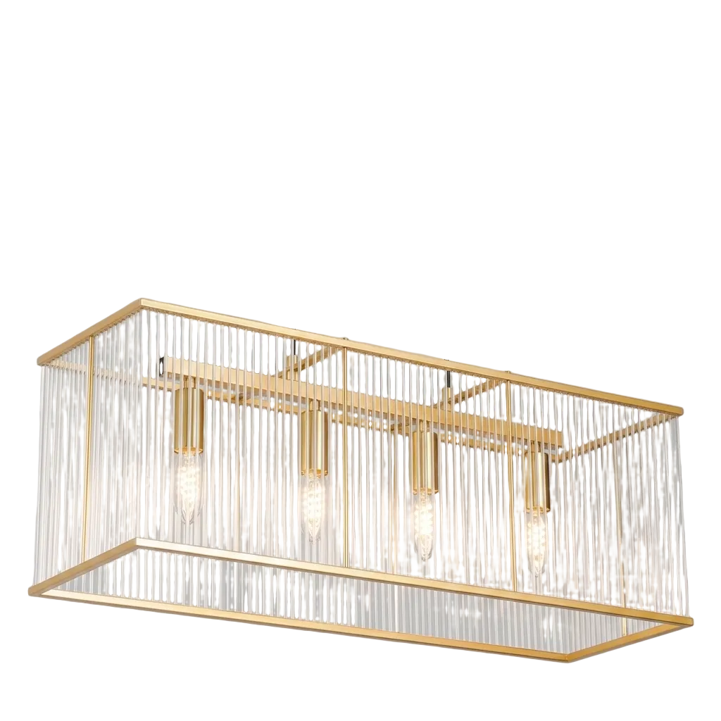 Iron, Clear Acrylic 4 Lt Pendant Gold E14 #PEN148 GOLD
