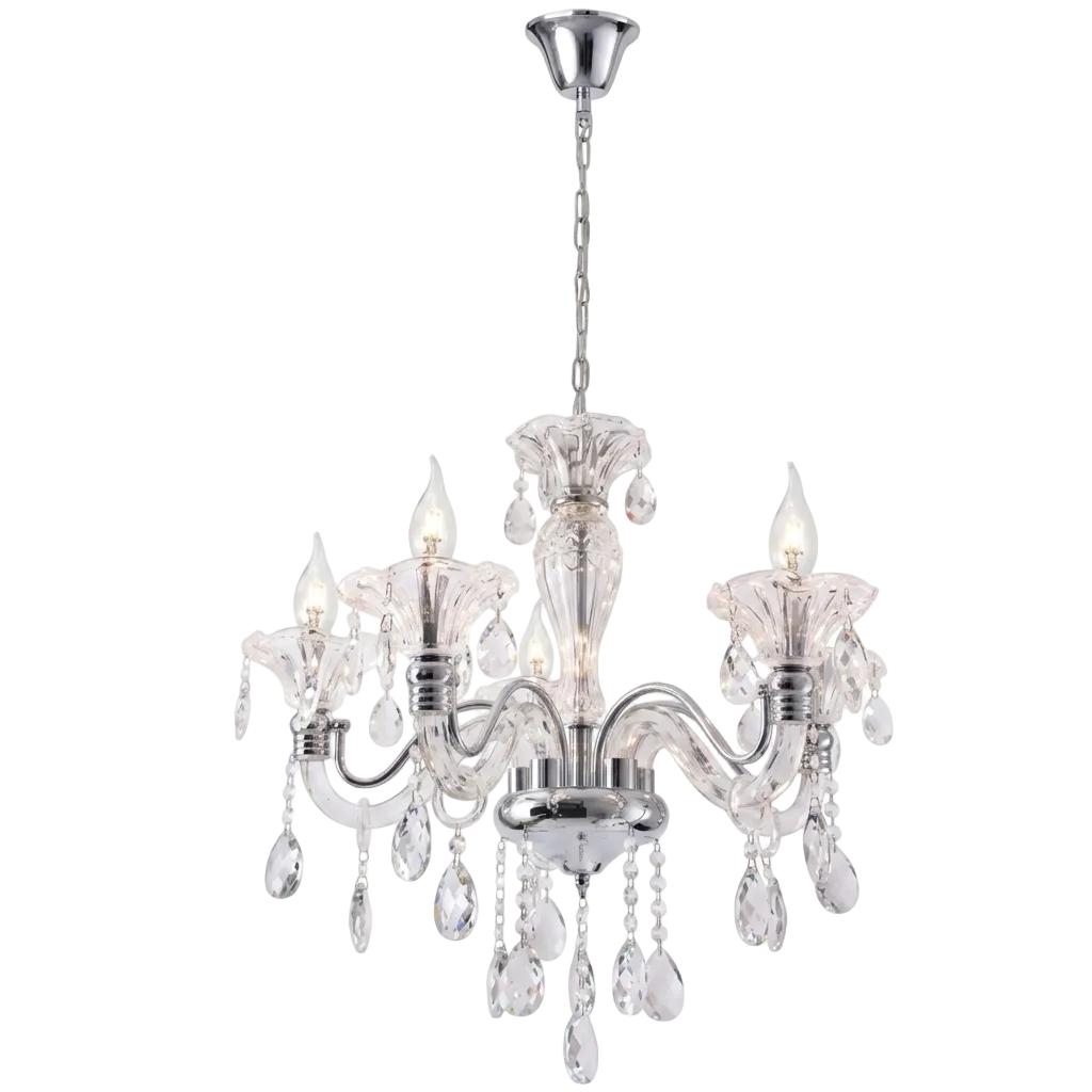 Polished Chrome Chandelier with Crystals E14 #CH266/5 CHROME