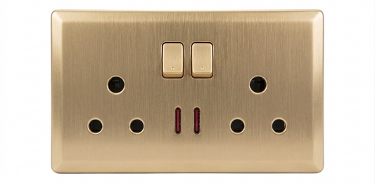 15A Double Socket Outlet with Neon Gold #S7060G