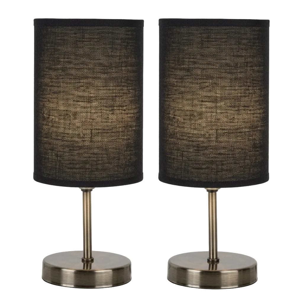Antique Brass Base Black Fabric Shade E14 #TL680