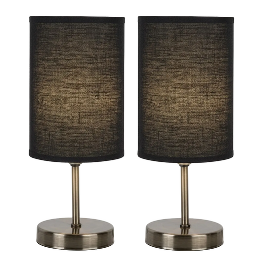 Antique Brass Base Black Fabric Shade E14 #TL680