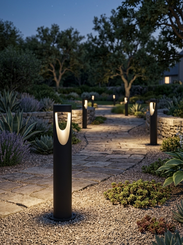 13W Alumin Cylindrical OD Bollard Blk WW 800mm #Y33231-80