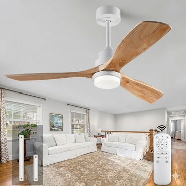 52" 3 Blade Ceiling Fan Wood-Matt Silver+Remote #F316MS