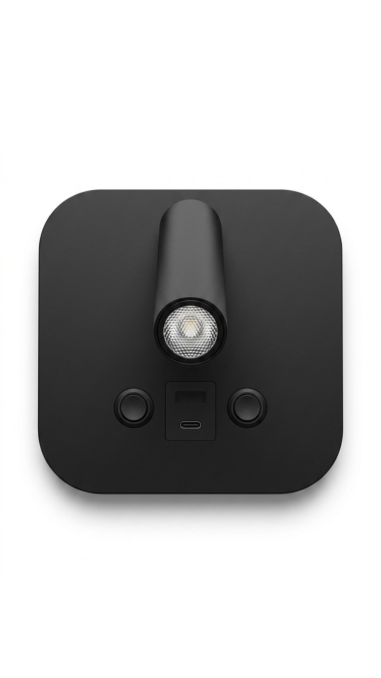 8W Wall Spot w Sq Bracket, Switch, USB Blk 32mm #LBD8260C-8